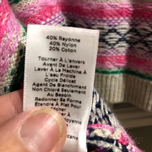 Fair Isle Cardigan Pink, Cream, Lavender Full Zip M Talbots - Picture 5 of 5